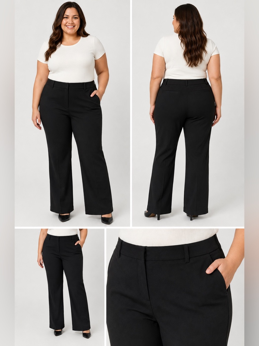 Maurices Black Wide Leg Dress Pants 20W Long Stretch Trousers